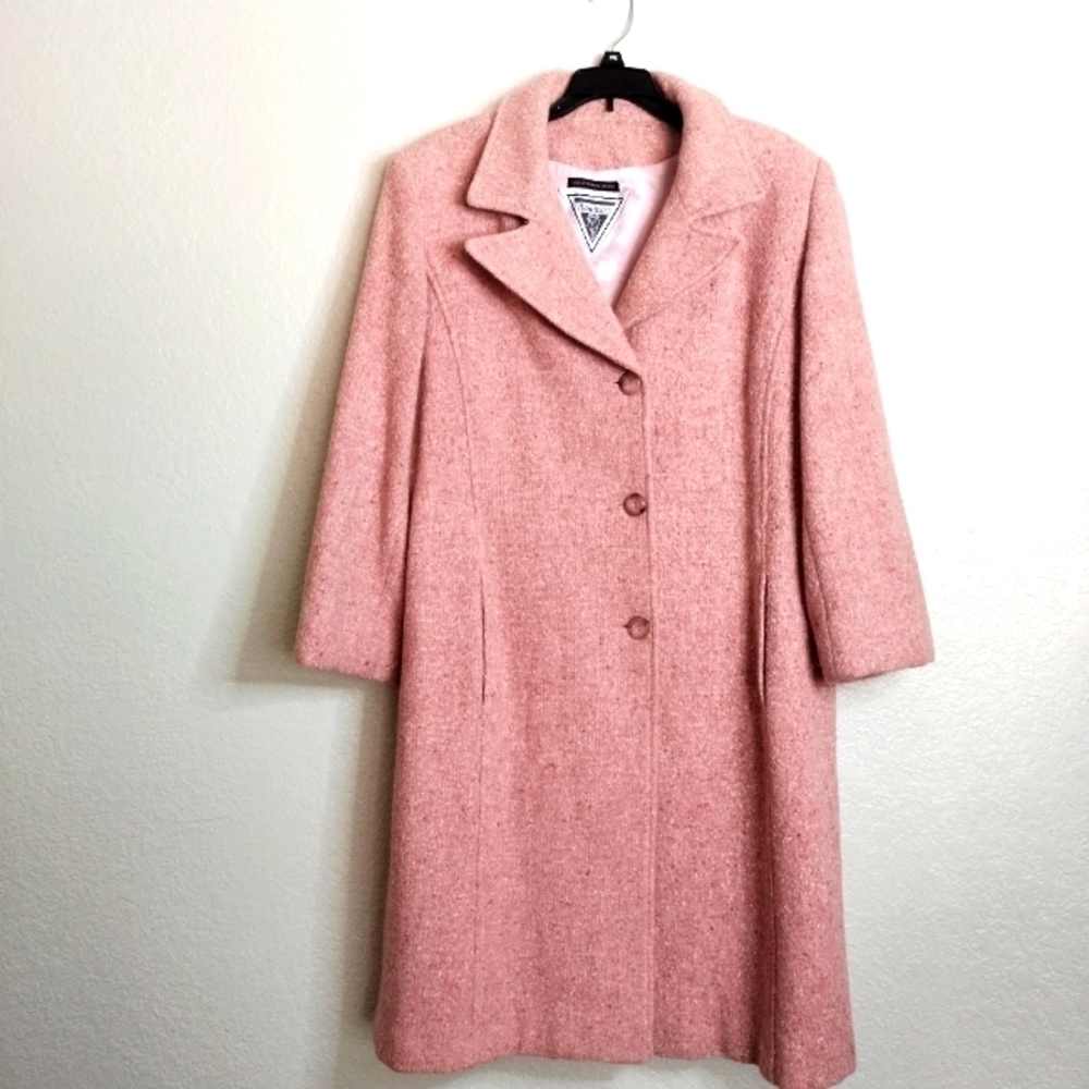 Marvin Richards pink peacoat button down wool blend coat sz 12